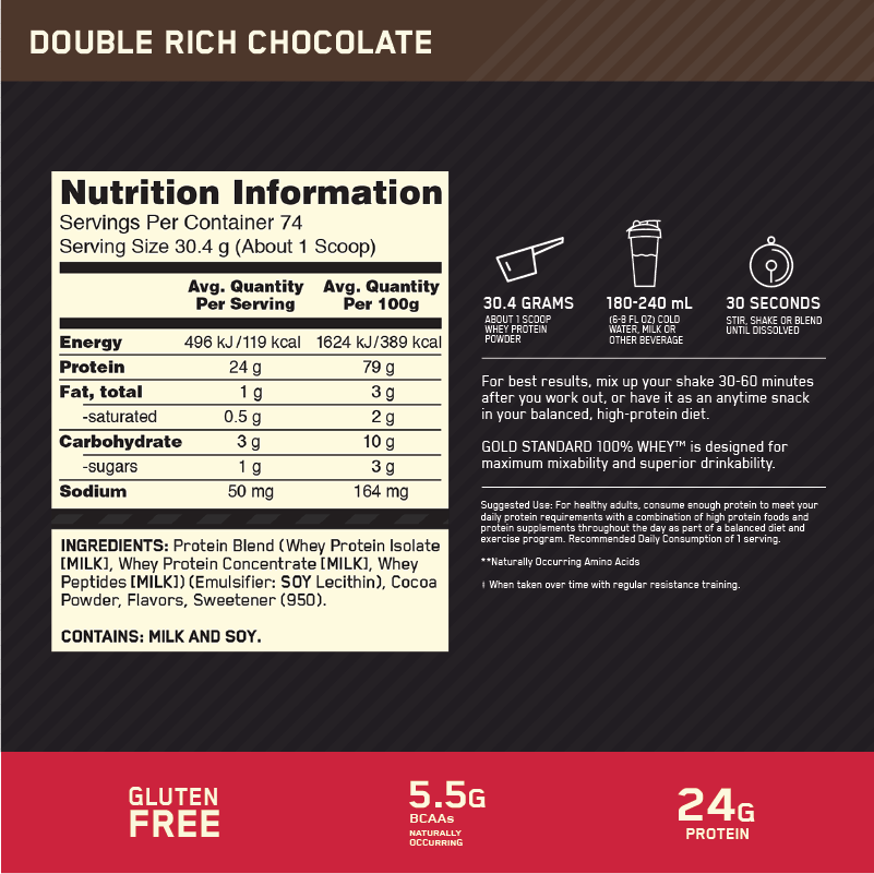 Gold Standard 100% Whey by Optimum Nutrition - Sardo Nutrition